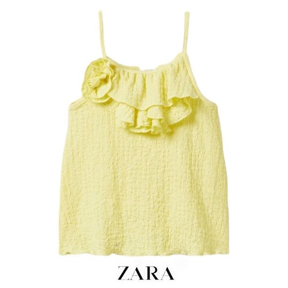 ZARA Kids | Yellow | TEXTURED FLOWER TANK TOP - Picture 1 of 4